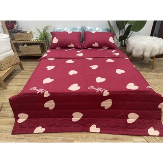 Bộ Chăn Ga Gối Trái Tim Đỏ (có đủ set chăn phao và vỏ chăn)