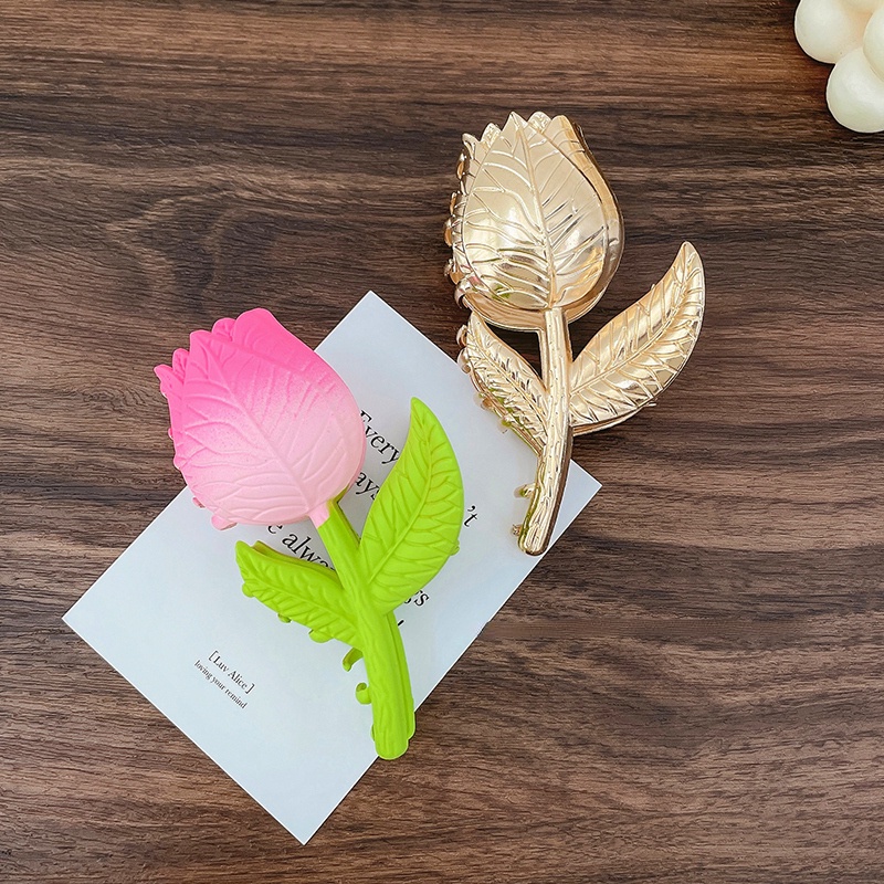 Kẹp Tóc Hình Hoa Tulip Cỡ Lớn Bằng Kim Loại 2022 Thời Trang Hàn Quốc