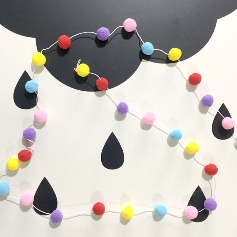 Dây bóng bông handmade treo tường trang trí lều cho bé