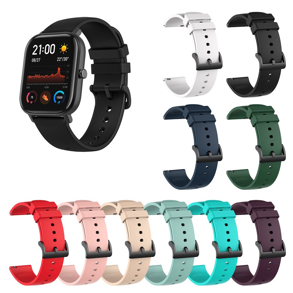 Dây Đeo Silicon 20mm Cho Đồng Hồ Thông Minh Xiaomi Huami Amazfit Gts Gtr 42mm Bip Bit Lite Youth s