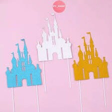 Set 10 cắm giấy hình lâu đài trang trí bánh kem HPBD
