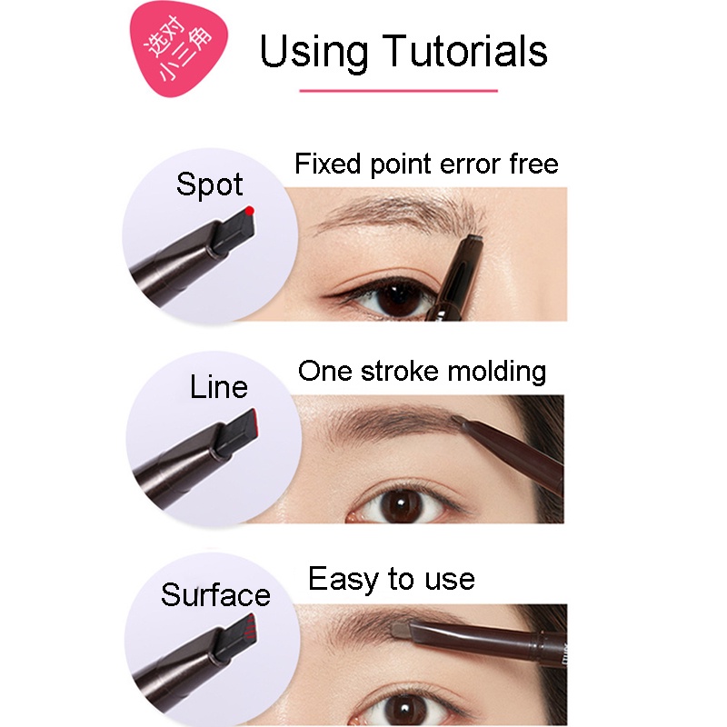 Bút Chì Kẻ Lông Mày Hai Đầu 5 Màu Chống Nước Lâu Trôi Kèm Cọ Màu Nâu/Đen