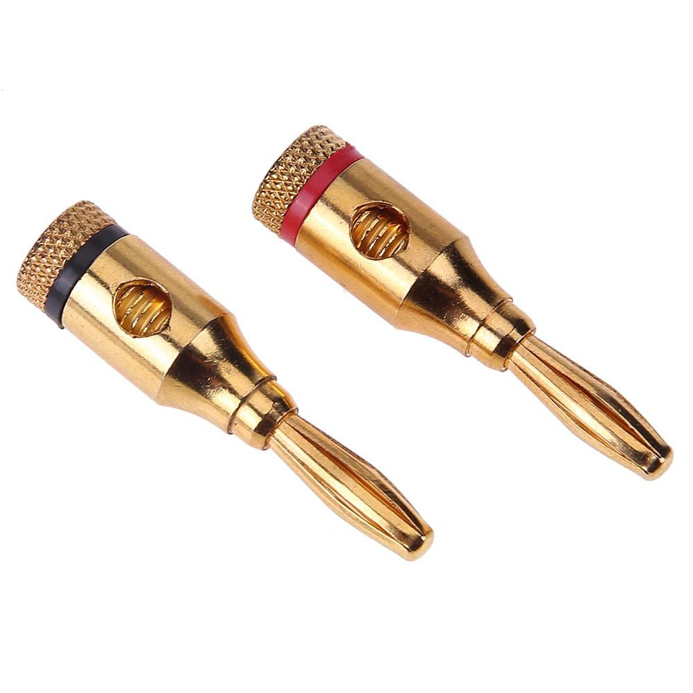 2pcs Mini Gold-plated Plugs Musical Audio Speaker Cable Wire Connectors Gadget