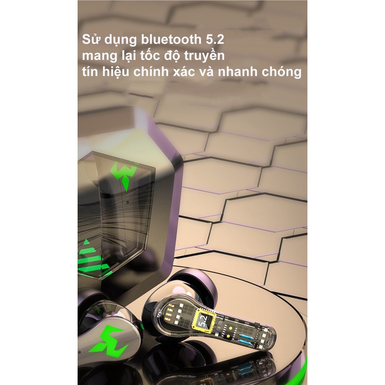 Tai nghe gaming bluetooth 5.2 N35 TWS tai phone chống ồn pin trâu thể thao nhét tai không độ trễ âm thanh vòm 9D