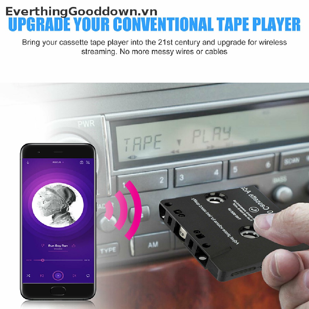 Đầu chuyển đổi băng cassette sang AUX bluetooth 5.0 cho điện thoại Samsung tiện dụng