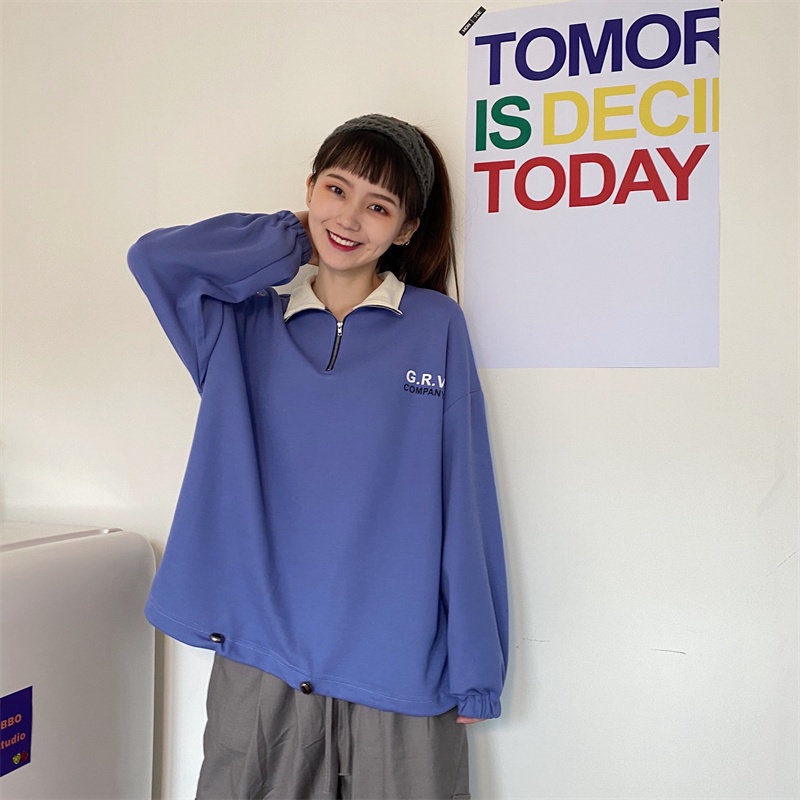 【ZHELIHANGFEI】Áo Thun POLO Tay Dài Form Rộng Theo Phong Cách Preppy Dễ Phối Đồ