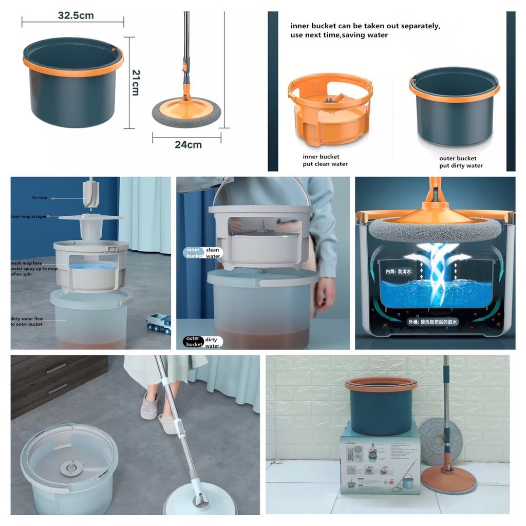 BỘ LAU NHÀ CAO CẤP MYSUTA FLAT MOP - 360 ĐỘ