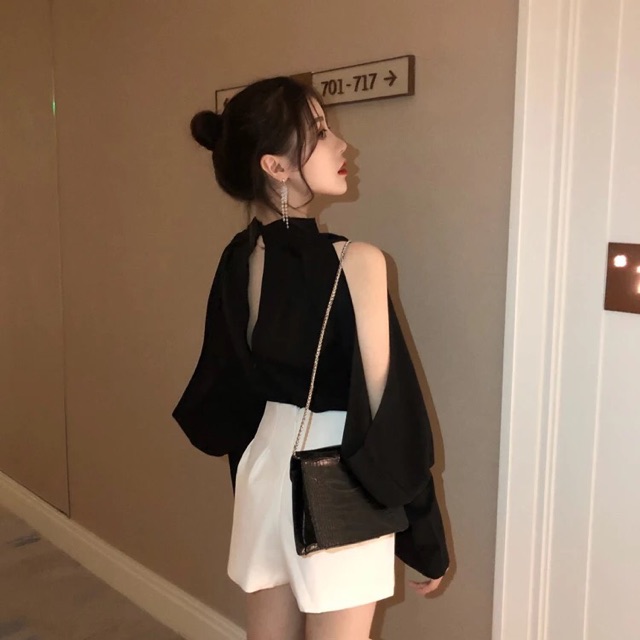 áo hở vai tay bo