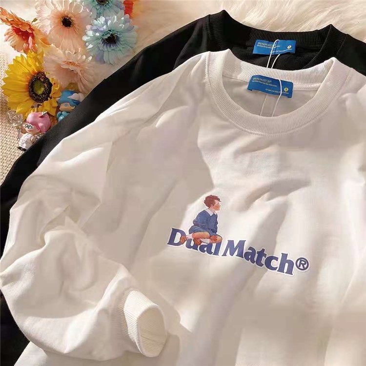 NUZIRO  Áo sweater  tay dài cổ tròn phong cách hiphop tùy chọn màu sắc cho nữ