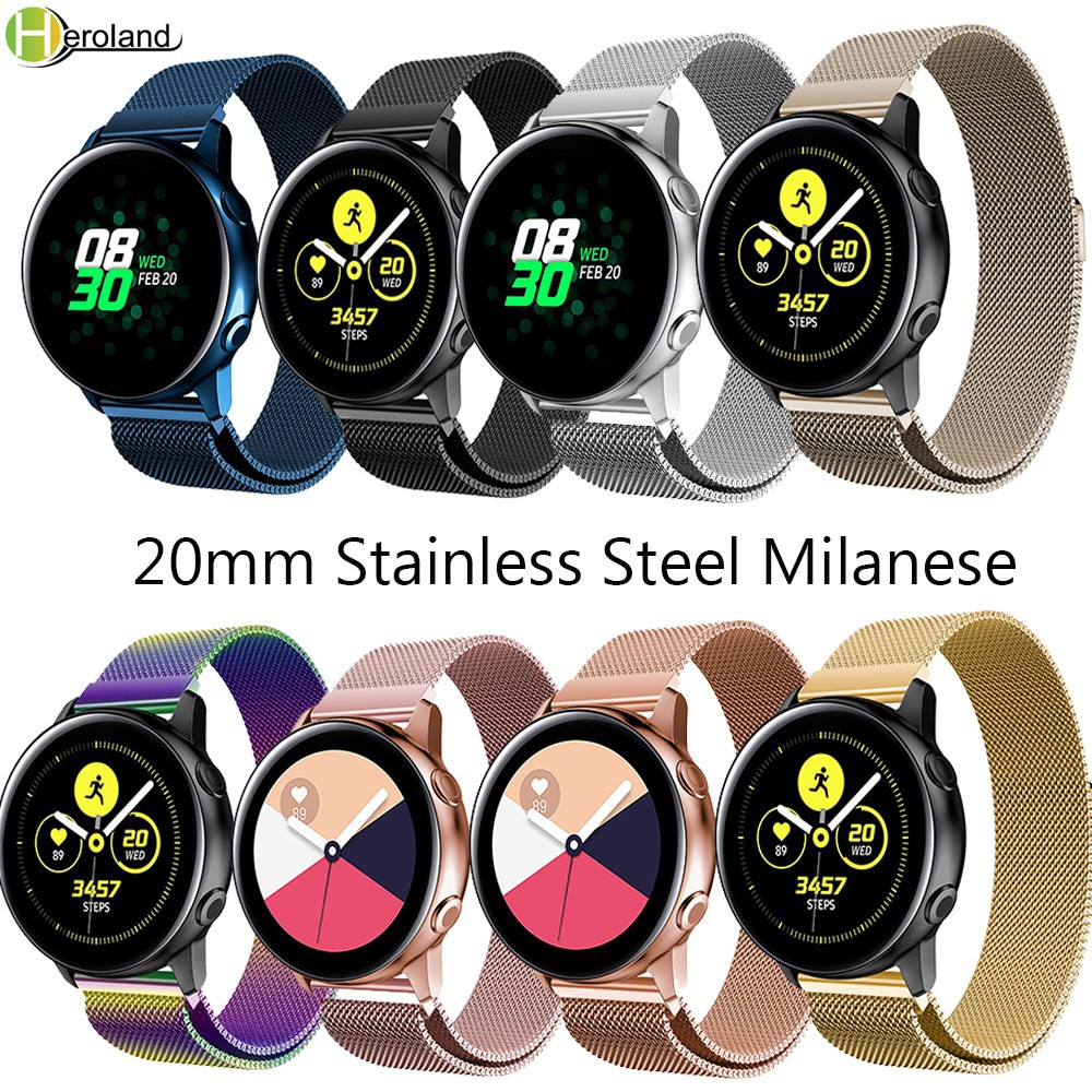 Dây đeo bằng thép 20mm cho Samsung Galaxy Watch Active /Gear S2/active2 / Huami Amazfit GTS / BIP youth lite