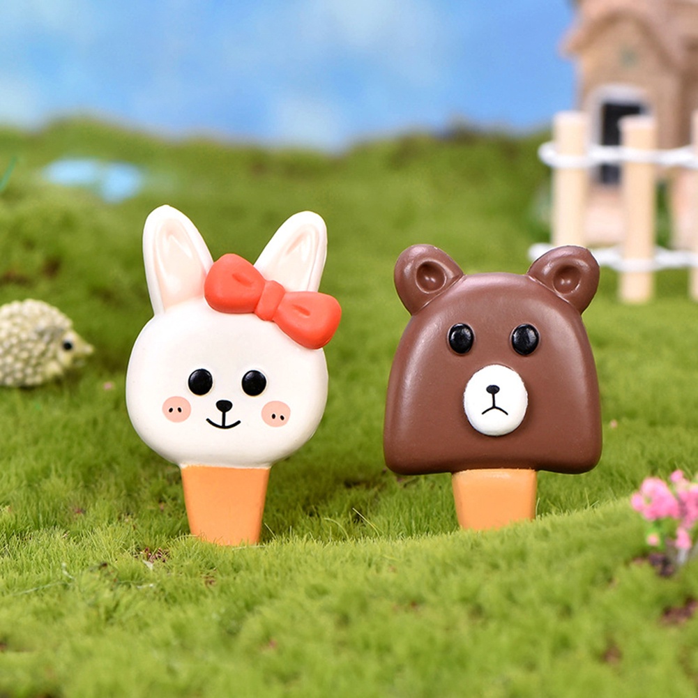【SPP】4Pcs Mini Ornament Duck Rabbit Bear Dollhouse Home Garden Decor Landscape Toy