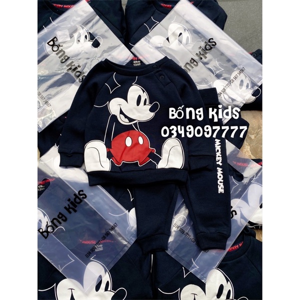 [Mã SKAMA8 giảm 8% đơn từ 300k] Bộ Nỉ Bé Trai Mickey Navy PR