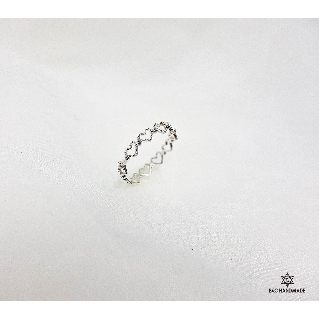 Nhẫn mini tim lồng bạc nguyên chất-Bạc Handmade(ảnh thật)
