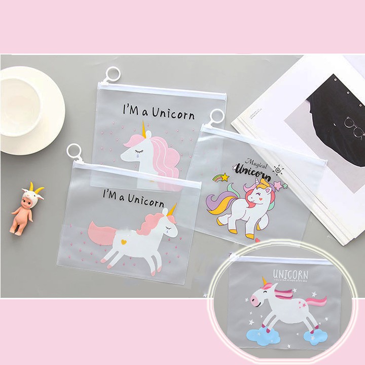 HCM - Túi nhựa kéo A5 ngựa Unicorn sắc màu dễ thương