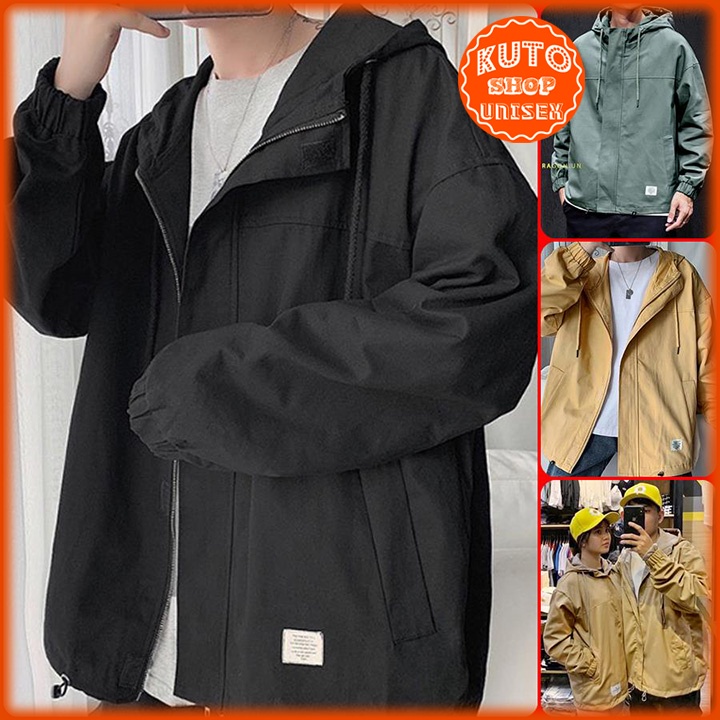 Áo Khoác Kaki Hiệu form rộng nam nữ Unisex