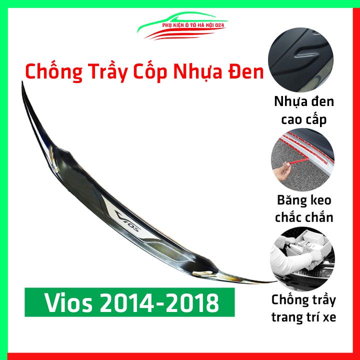 Ốp chống trầy cốp ngoài nhựa đen Vios 2014 2015 2016 2017 hàng loại 1 dán cốp sau chống xước trang trí xe
