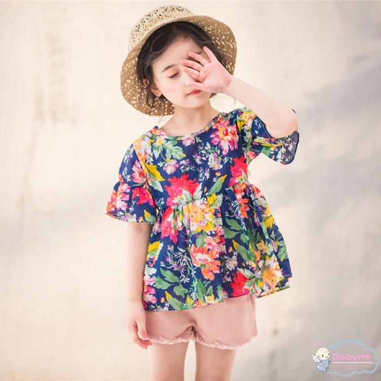 Áo cotton in hoa cho cho bé gái sơ sinh