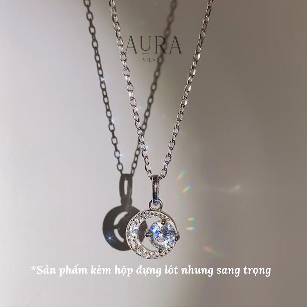 Dây chuyền bạc nữ AURA vòng cổ bạc 925 Crescent Moon-DC29