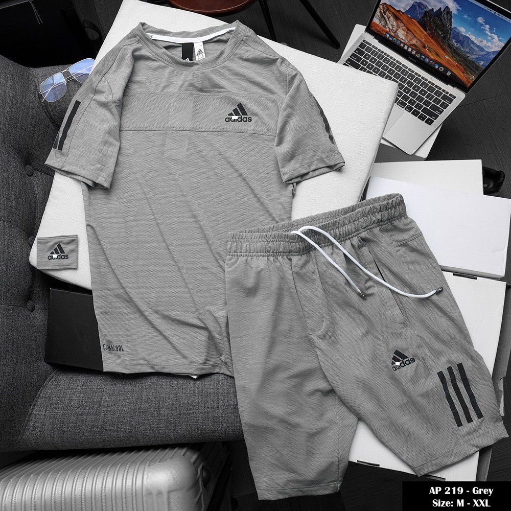Bộ thể thao nam adidas cao cấp mùa hè cộc tay chất thun lạnh mã p219