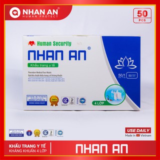 Khẩu Trang Y Tế Kháng Khuẩn 4 Lớp NHÂN AN (Hộp màu xanh)