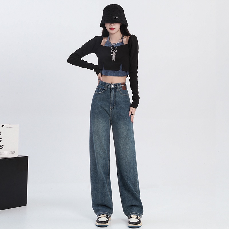 Quần Jeans Nữ Lưng Cao Ống Rộng Thời Trang Hàn Quốc Mới
