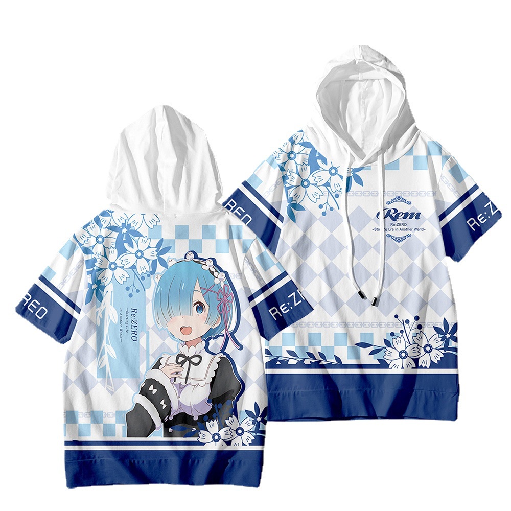 Áo Hoodie Tay Ngắn 3 / 4 In Hình Anime Re: Life In A Different World From Zero Rem | BigBuy360 - bigbuy360.vn