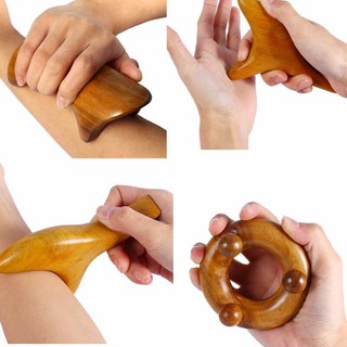 combo 4 dụng cụ massage bằng gỗ thơm kiểu thái day ấn huyệt