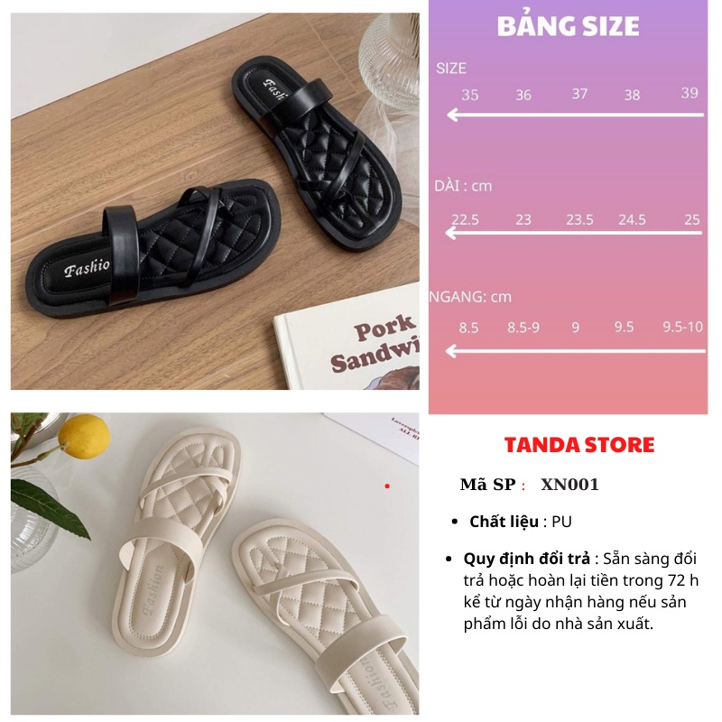 Dép nữ sandal xỏ ngón quai chéo đi biển  TANDA XN001