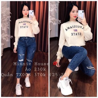 Áo croptop cờ mỹ dài tay cổ tròn dài tay