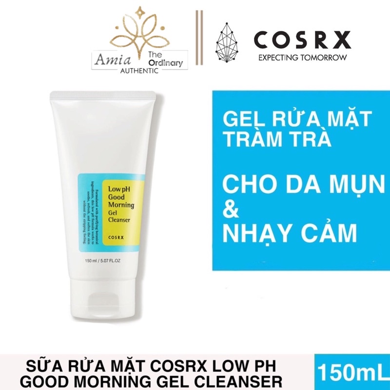 Sữa Rửa Mặt Cosrx cho da dầu mụn nhạy cảm - Gel rửa mặt Cosrx Low pH Good Morning Gel Cleanser 150ml