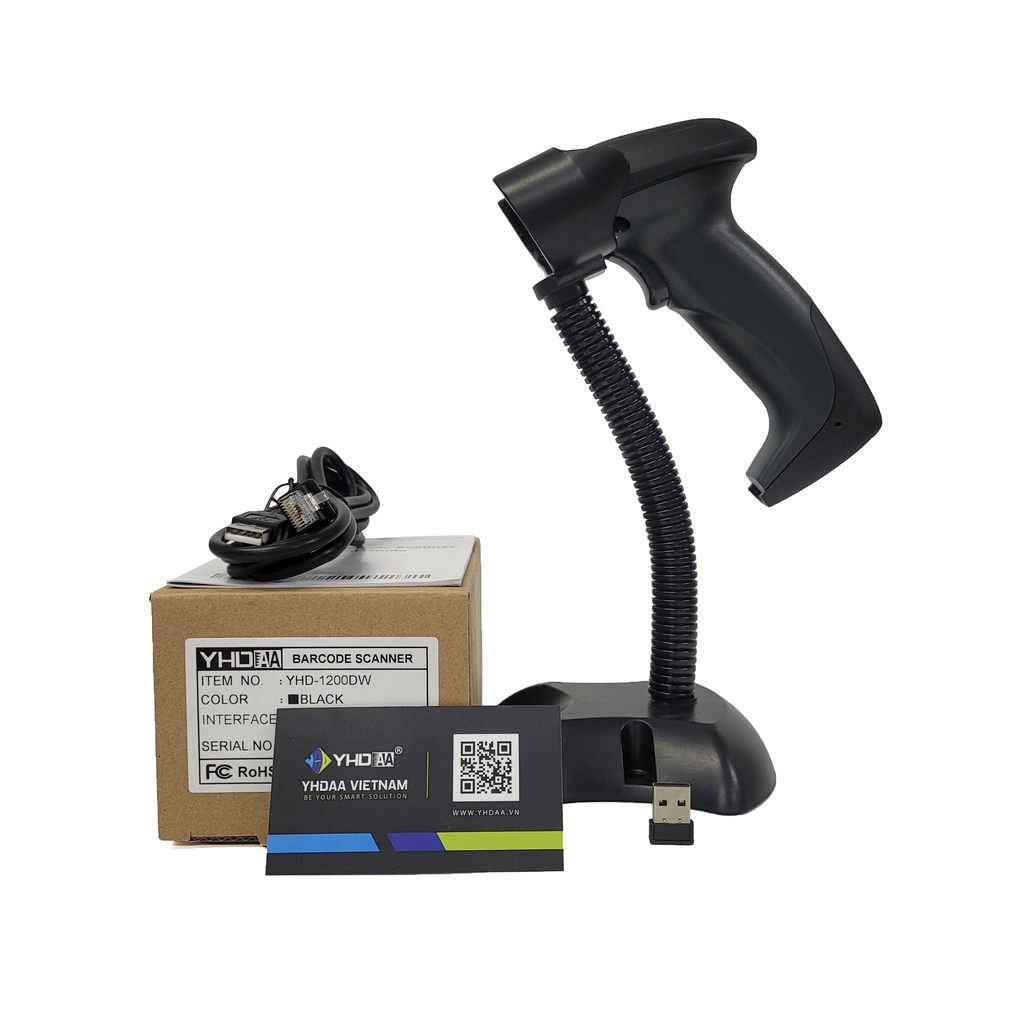 Máy bắn mã vạch không dây YHD 1200DW 2D đọc mã vạch Barcode 1D Qrcode 2D dùng trên Máy tính, Laptop