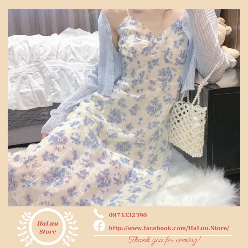 Set Váy Voan Hai Dây Ren Nổi Kết Hợp Áo Khoác Cardigan Cùng Màu HT04 Thời Trang Cho Nữ