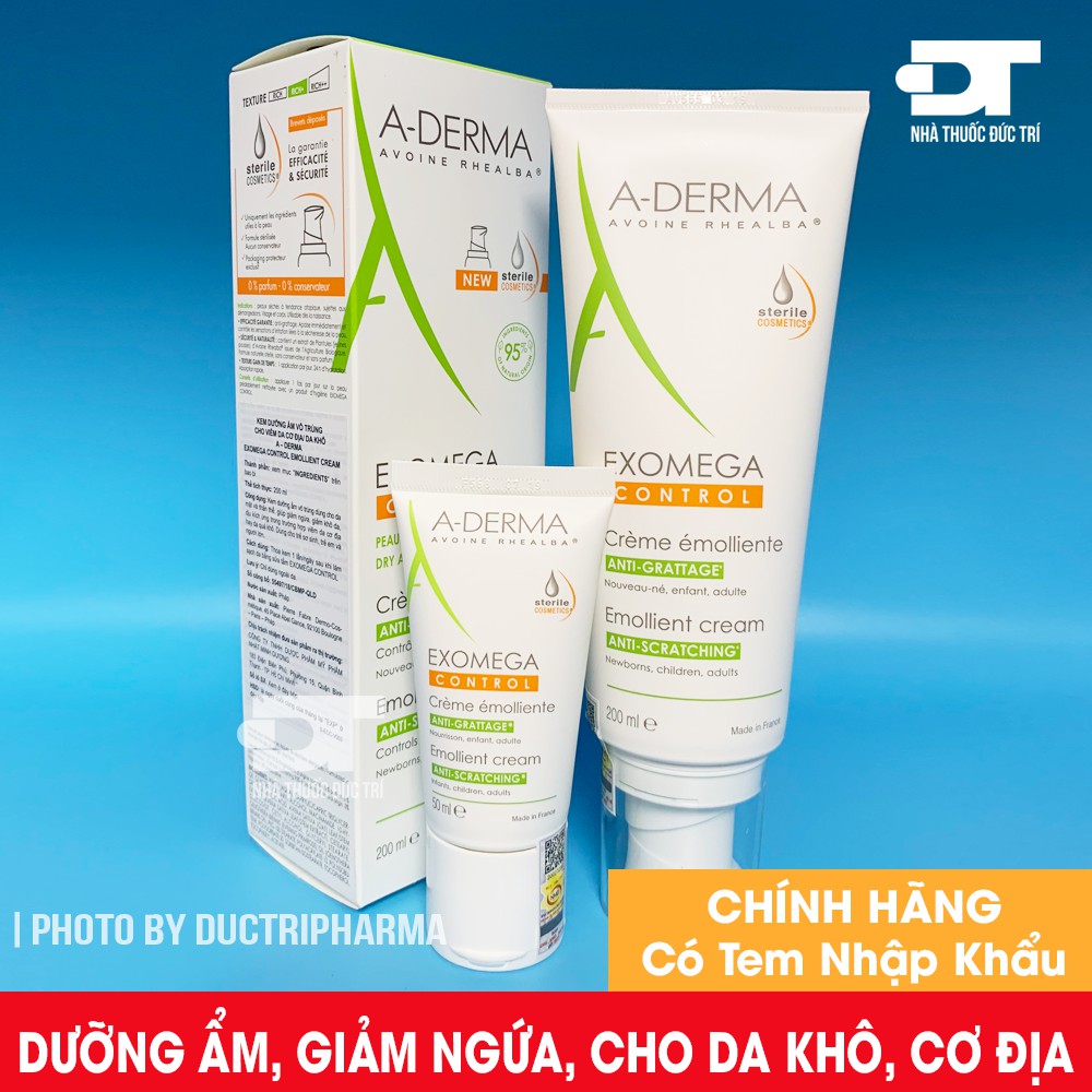 Kem dưỡng ẩm Aderma Exomega Control A-derma dành cho da khô, da cơ địa (chàm thể tạng)