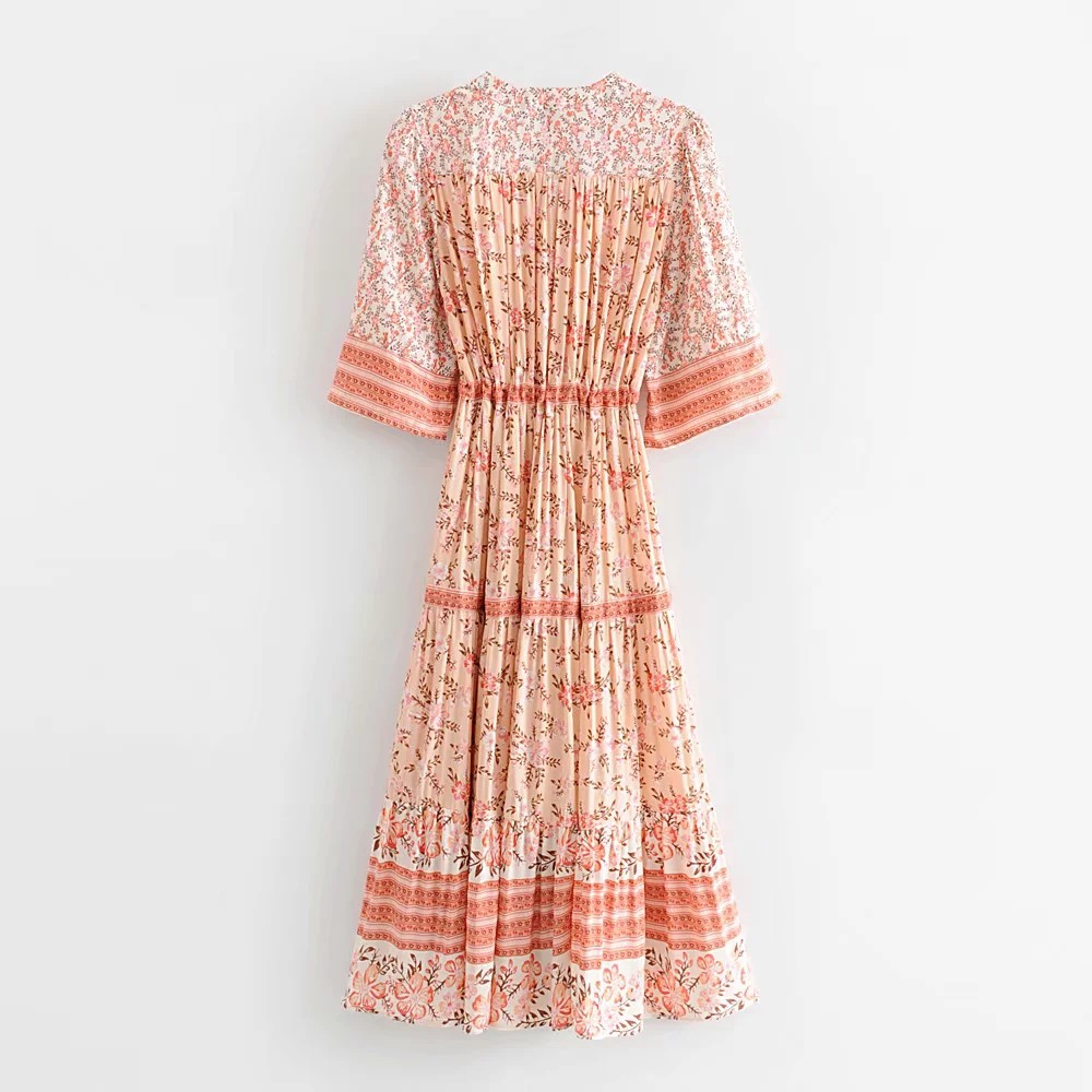 Đầm Topshop maxi họa tiết bohemian kem be DH8LLG79N10