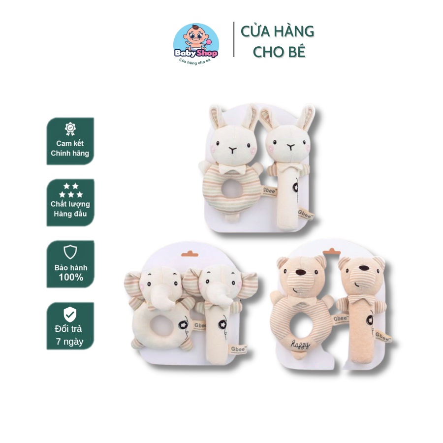 Thú Nhồi Bông Lục Lạc Cho Bé Sơ Sinh Gbee, Đồ Chơi Treo Xe Đẩy, Gấu Bông Treo Nôi Cho Bé