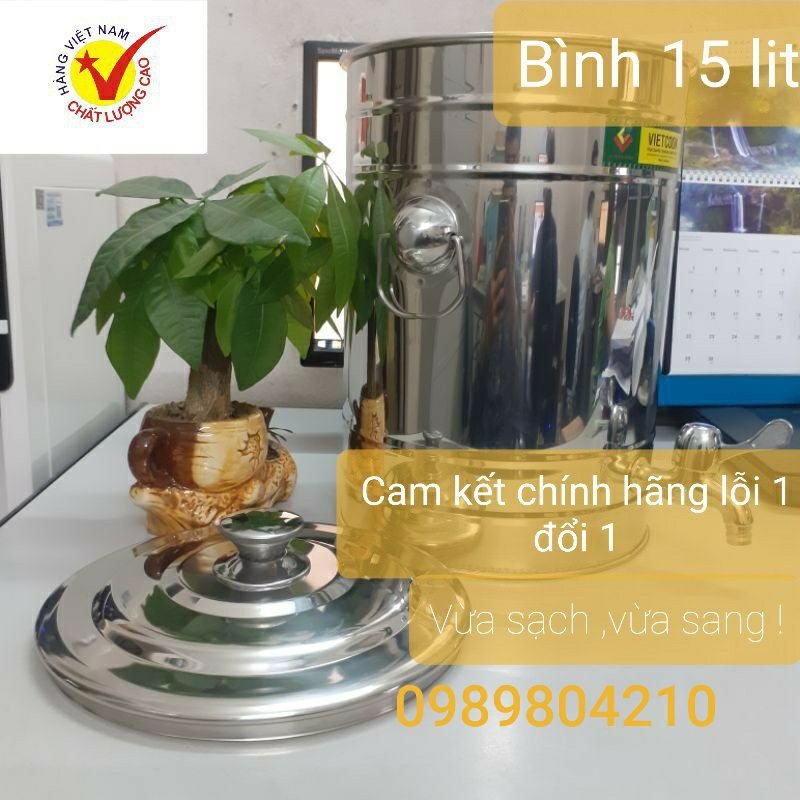 (Có Video SP)Bình đựng nước inox 15 lít có vòi SUS 304 ,Bình nước inox 15 l,Bình nước inox có vòi inox 304, CHÍNH HÃNGVN