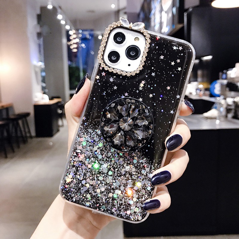 Ốp điện thoại TPU mềm hình ngôi sao đính sequin giá đỡ OPPO F1S F5 F7 F9 F11 Pro R9s Plus Reno A7 A5S A12 A12E A12S A3S Realme C1