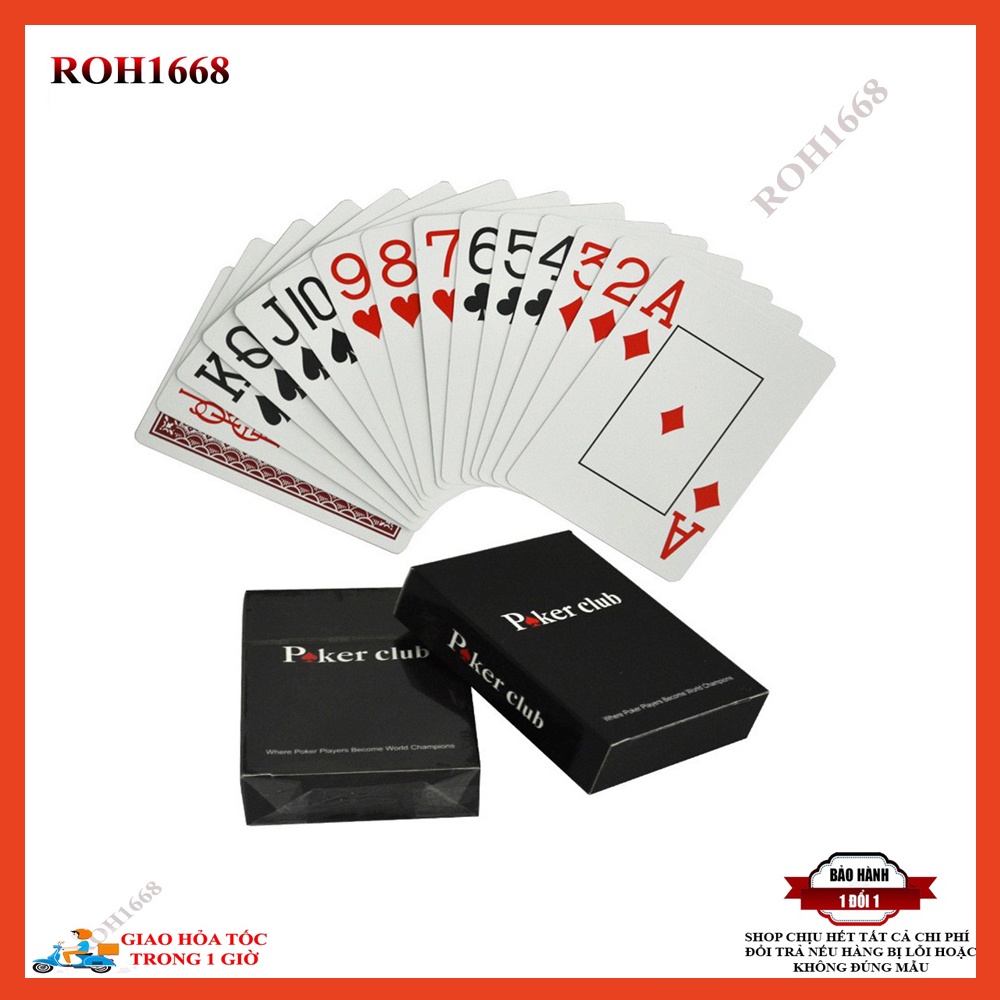 Bộ bài tây nhựa Poker club bền đẹp chống nước 100% Plastic BN 13