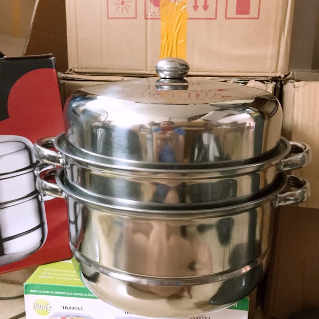 Nồi hấp 3 tầng Inox 28cm