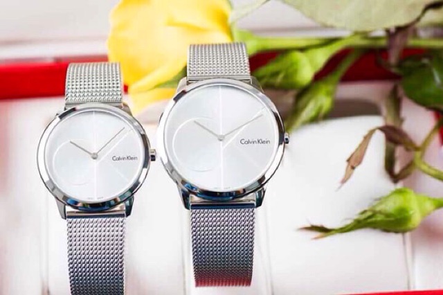 💙🔷ĐỒNG HỒ ĐÔI CALVIN KLEIN MINIMAL K3M2112Z và K3M2212Z White Dial Silver-Tone Stainless-Steel Watches 40mm x 35mm🔷💙