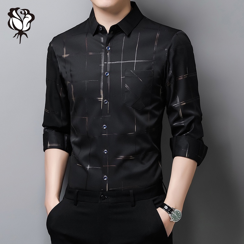 Áo Sơ Mi Dài Tay Họa Tiết Sọc Caro Thiết Kế Mới Cao Cấp Thời Trang Công Sở Cho Nam