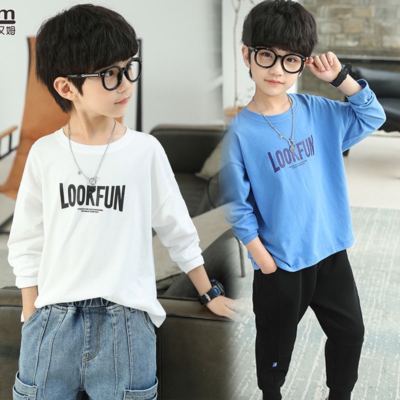 Áo Thun Cotton Trơn Tay Dài Nhiều Màu Thời Trang Mới Dành Cho Bé Trai 2022