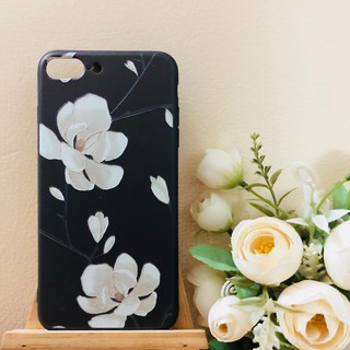 Ốp lưng Iphone dẻo Hoa lài nền đen