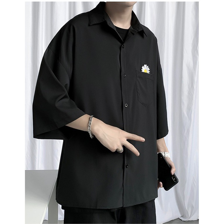 HÀNG THIẾT KẾ ÁO SƠ MI HOA CÚC THÊU FORM RỘNG ĐỦ SIZE