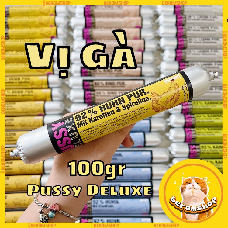 XÚC XÍCH CHO MÈO PUSSY DELUXE 100G 6 VỊ NHẬP ĐỨC GIÁ CỰC RẺ