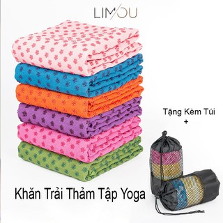 Khăn trải thảm yoga microfiber hạt cao su non siêu bền chống trượt - Tặng kèm túi