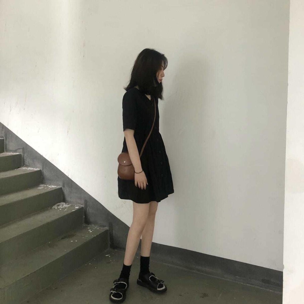 Đầm nữ sinh tay ngắn phong cách đại học Hồng Kông - Hàn Quốc hàng mới 2020 New