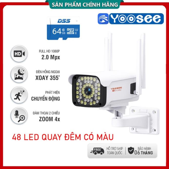 Camera ip Yoosee Ngoài trời ban đêm có màu, Xoay 350 độ, thẻ nhớ 32G | 64GB