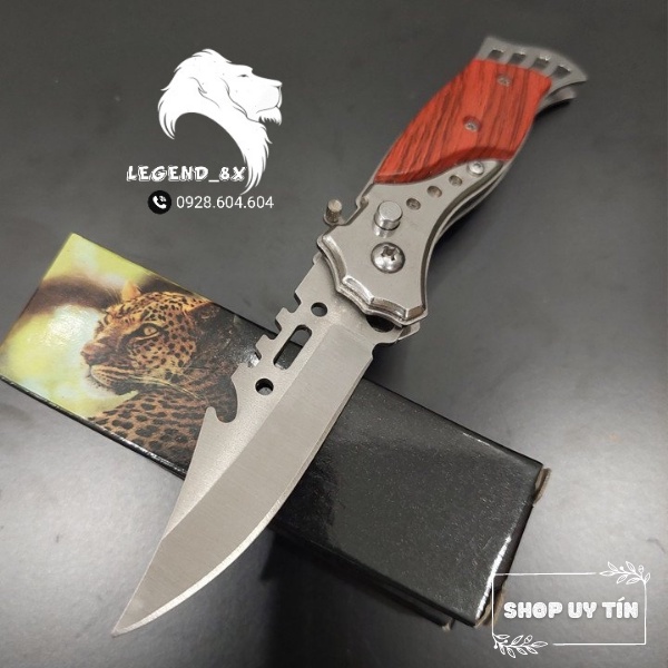 Dao Phượt Gấp Mini Bỏ Túi, Cán Ốp Gỗ, Đi Câu, Dã ngoại, Cắm Trại. [LEGEND_8X:DP13]