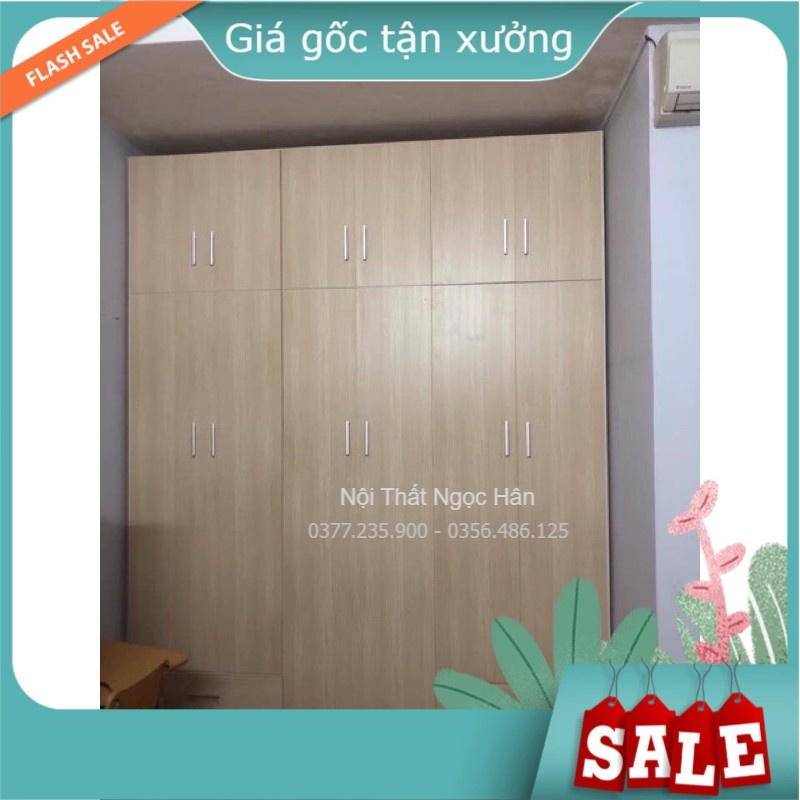Tủ nhựa Đài Loan 6 cánh âm tường, tủ quần áo Hà Nội bền đẹp GIÁ XUẤT XƯỞNG kích thước 2m45 x 2m45 x0.5m